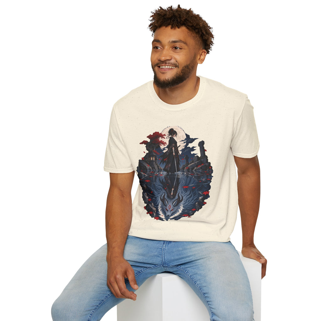 Reflection of a Monster | Moonlit Wolf Spirit T-Shirt | Samurai Silhouette Graphic Tee