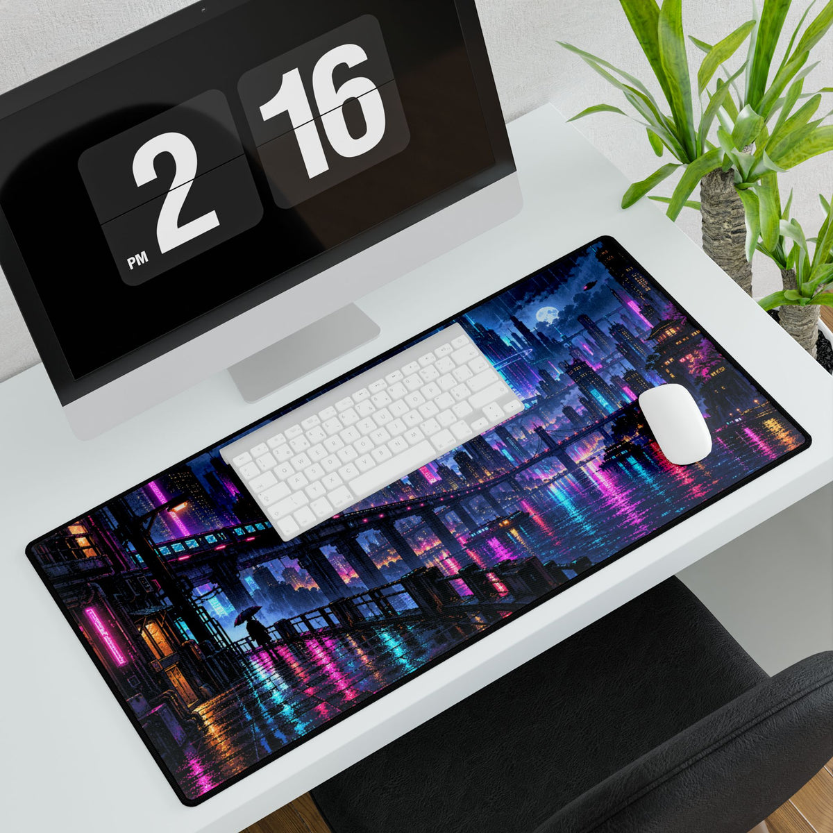 Cyberpunk Cityscape | Neon Futuristic Gaming Mouse Pad