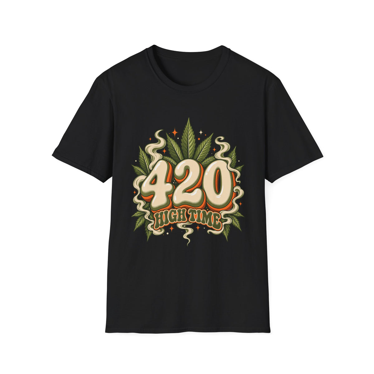 420 High Time | Retro | Cannabis Leaf | Stoner | Graphic Tee