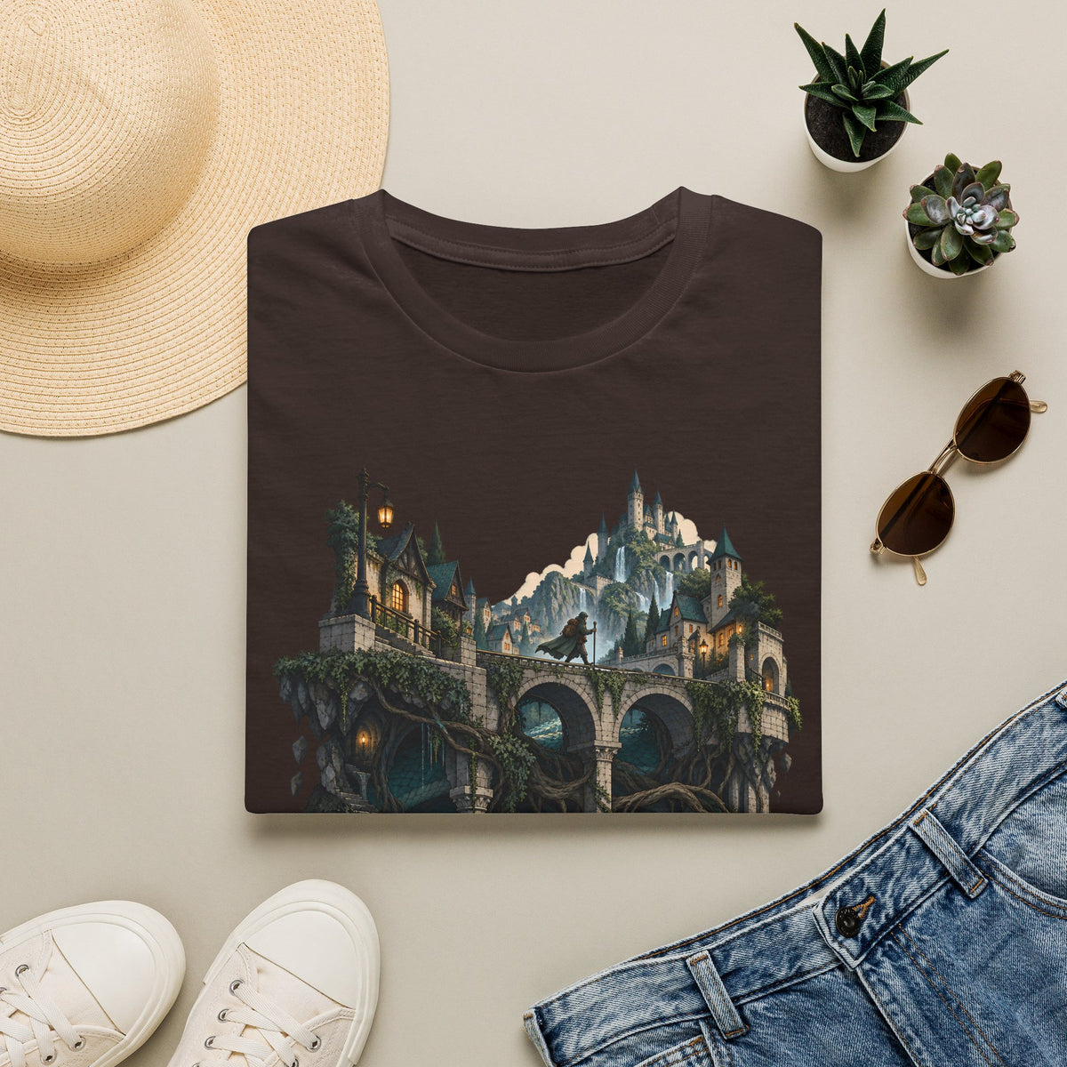 Quests and Adventures | Japanese Style | Anime Fantasy Dragon Castle T Shirt