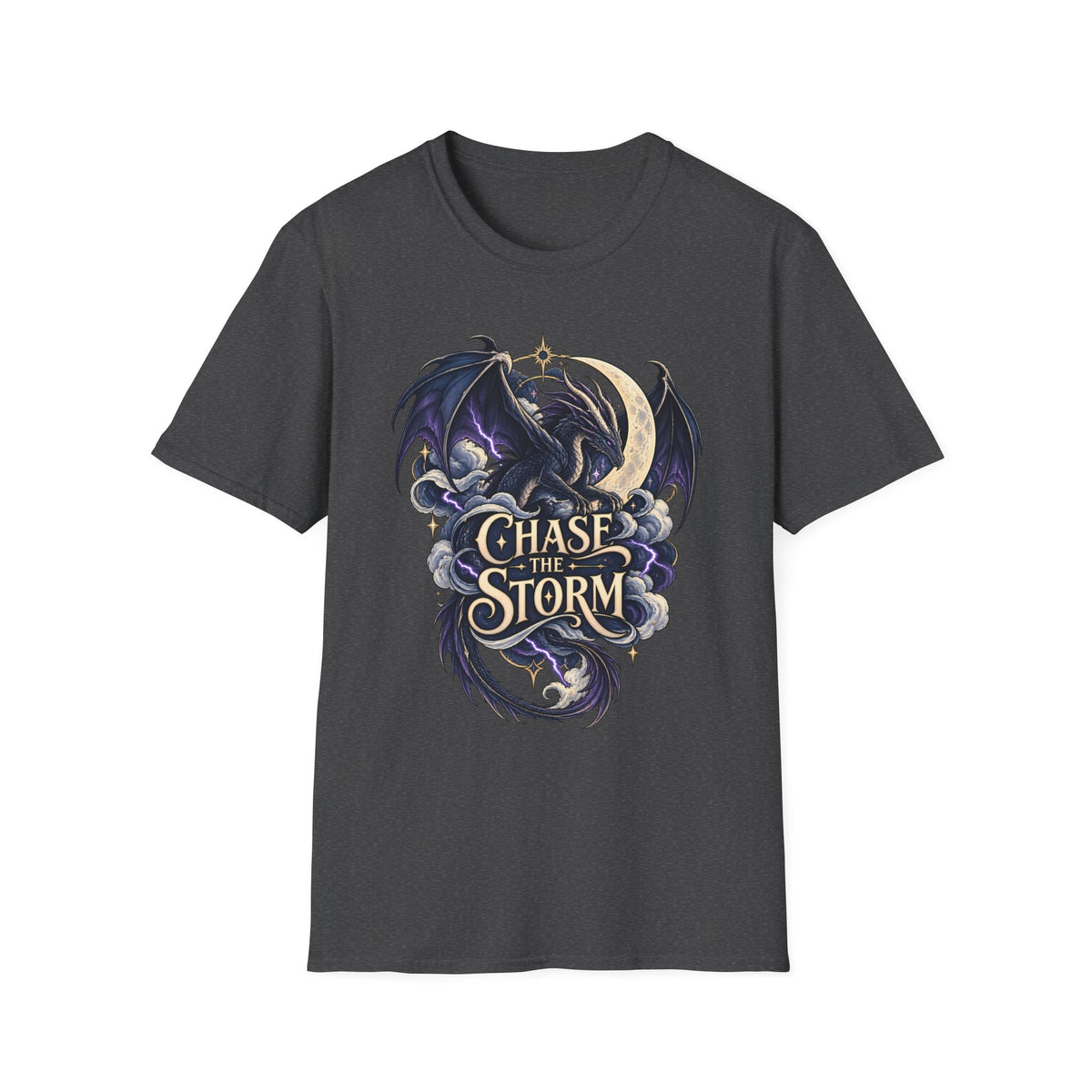 Chase the Storm | Onyx Storm | Fantasy Moon & Dragon T-Shirt