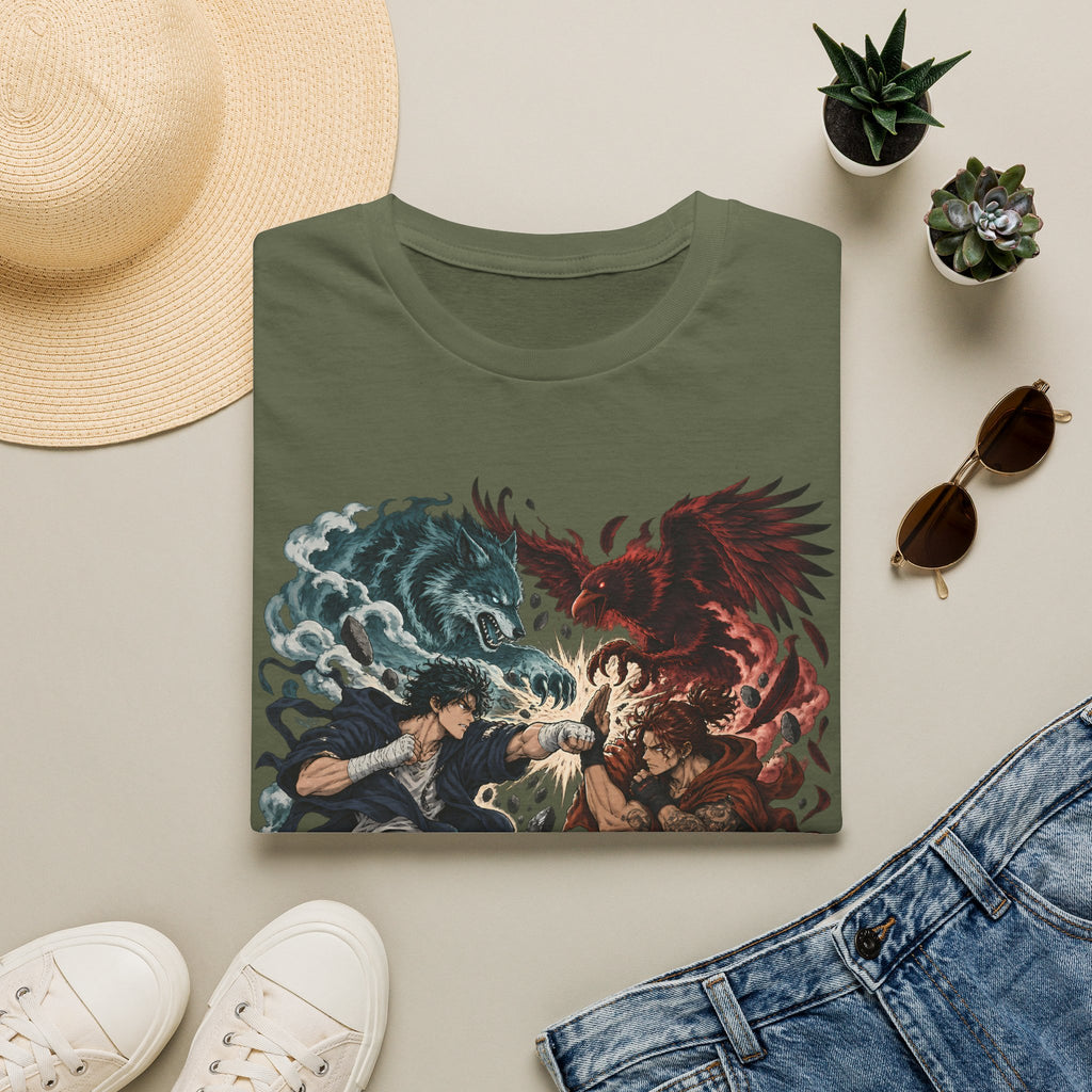 Yin Yang | Wolf Demon vs Phoenix | Japanese Anime Ninja T Shirt