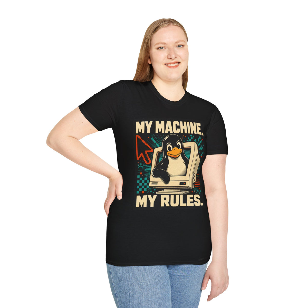 Retro Tux Penguin Tee — "My Machine, My Rules" Vintage Computer T-Shirt