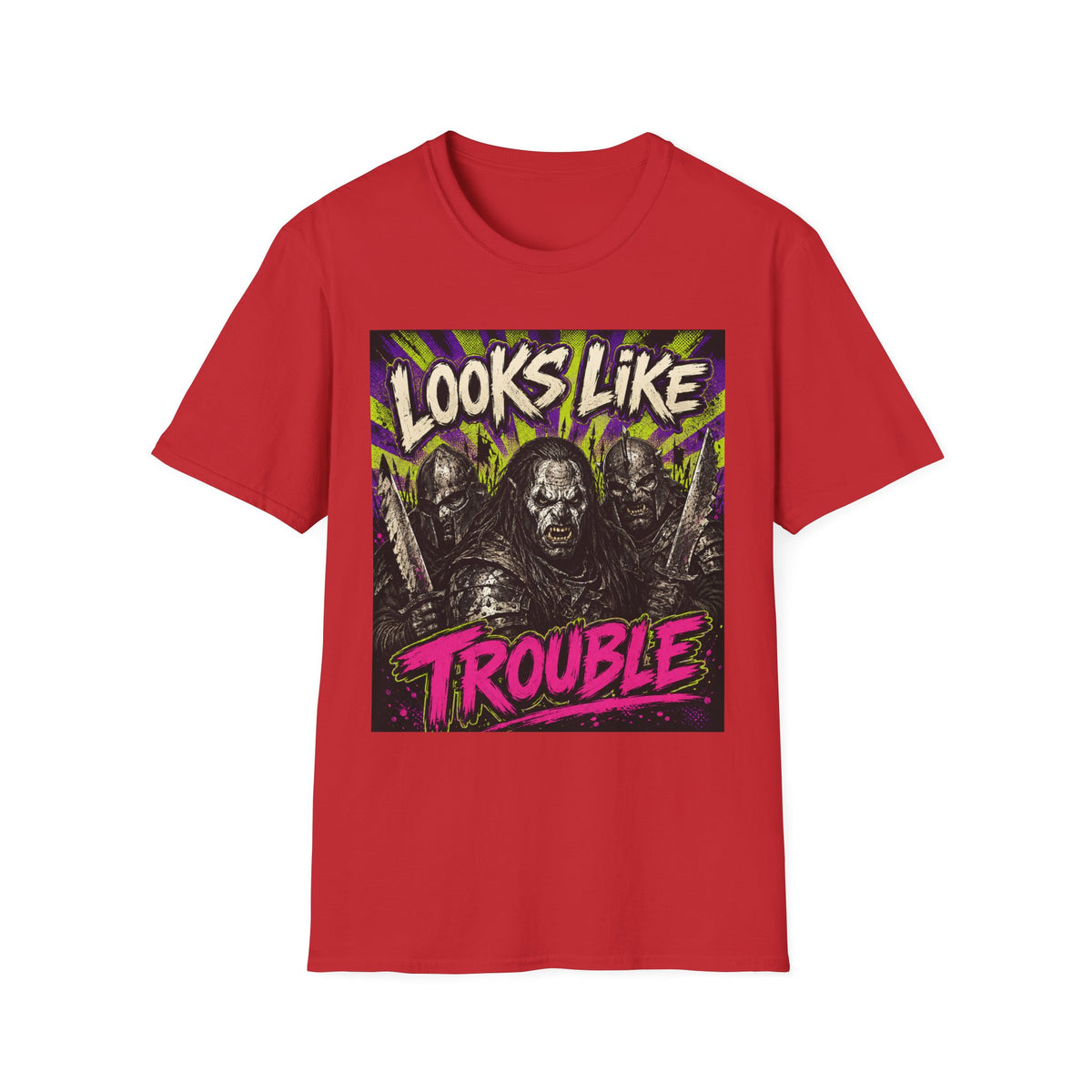 Looks Like Trouble Graphic T-Shirt — Retro Fantasy Orc Design