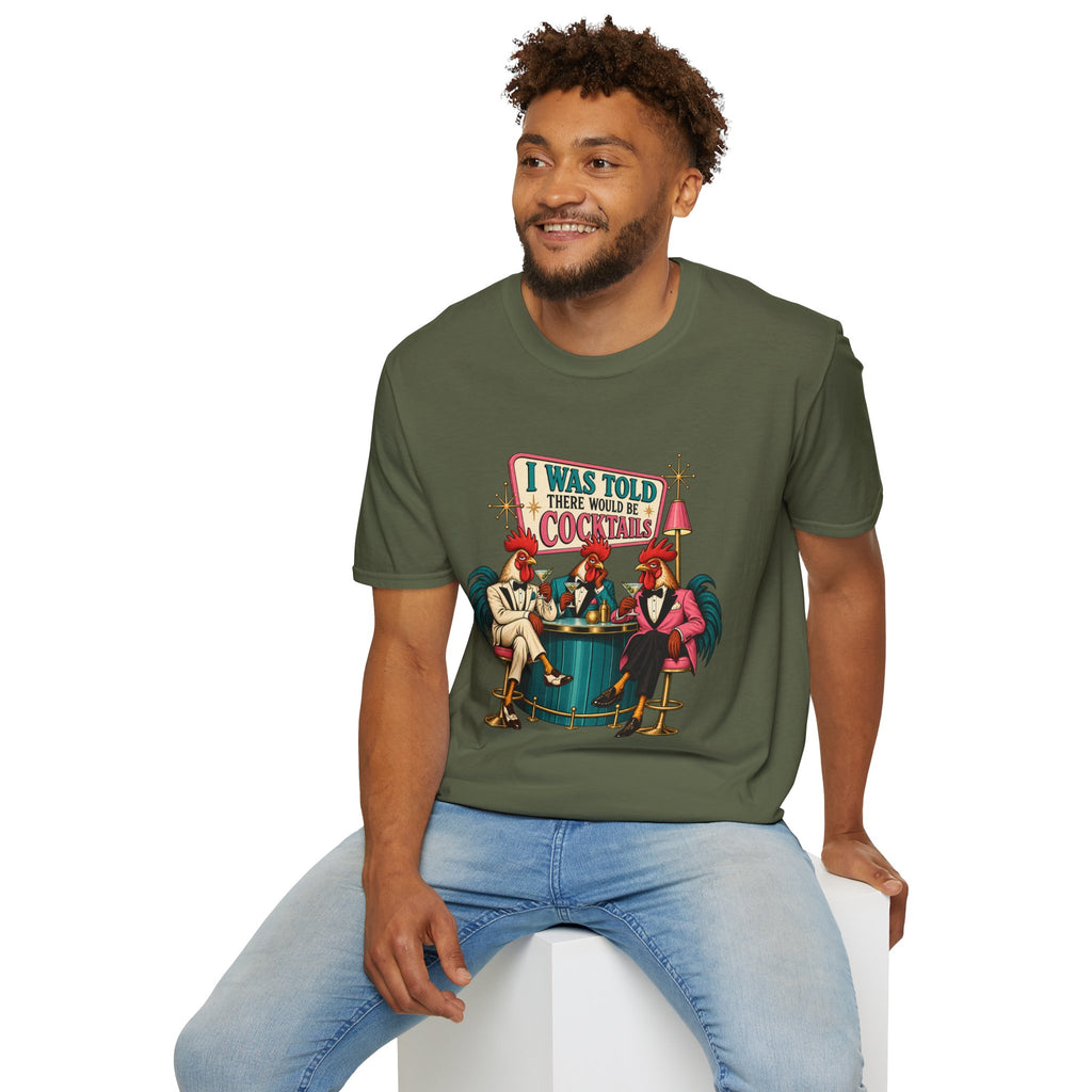 I Was Told There Would Be Cocktails T-Shirt | Retro Flamingo Bar Cocktail Tee