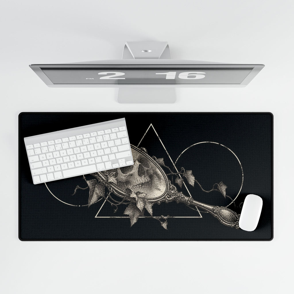 Gothic Skull Mirror Desk Mat | Dark Aesthetic Gaming/Work Surface