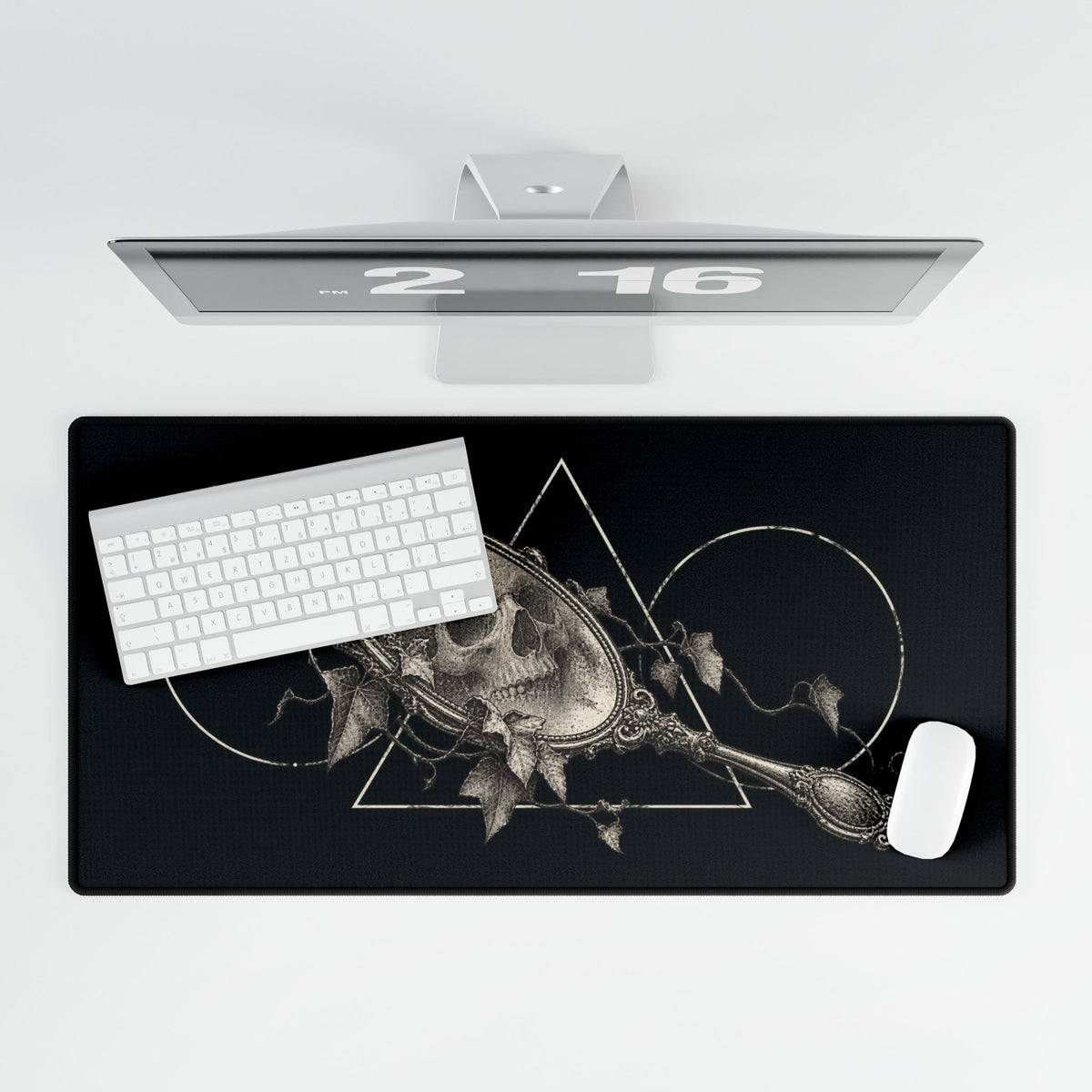 Gothic Skull Mirror Desk Mat | Dark Aesthetic Gaming/Work Surface