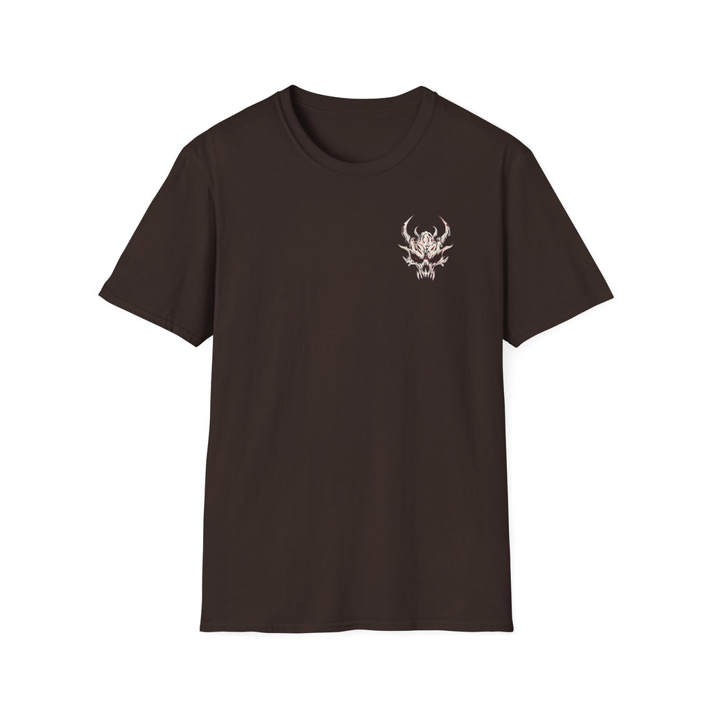 Demon Skull Chest Tee — Gothic Horned Skull T-Shirt