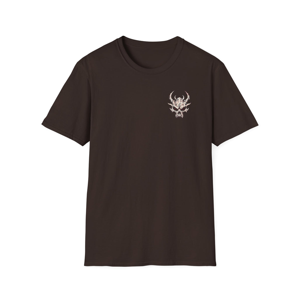 Demon Skull Chest Tee — Gothic Horned Skull T-Shirt