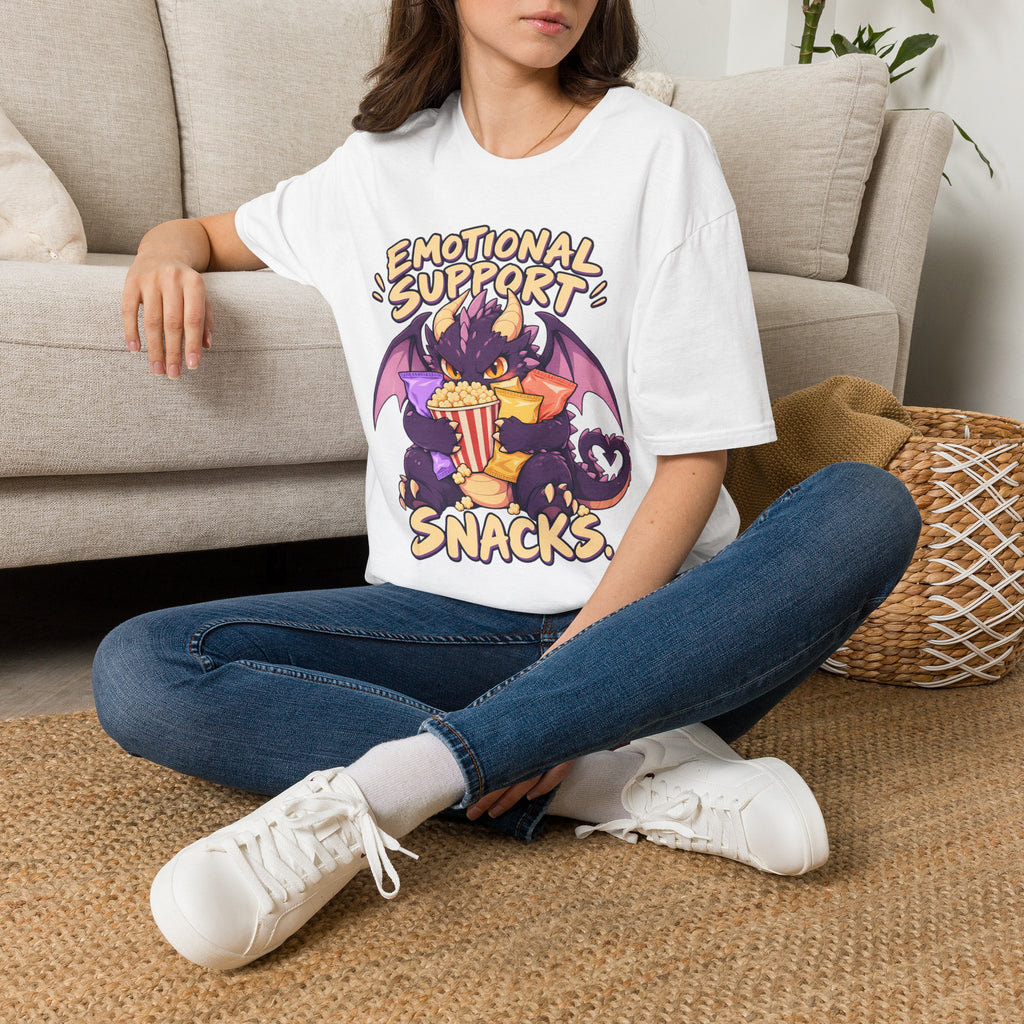 Emotional Support Snacks | Cute Dragon Eating Popcorn Anime Shirt