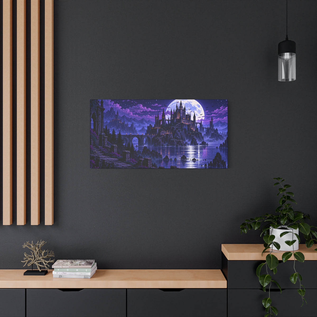 Gothic Castle Moonlight Fantasy Canvas Wall Art