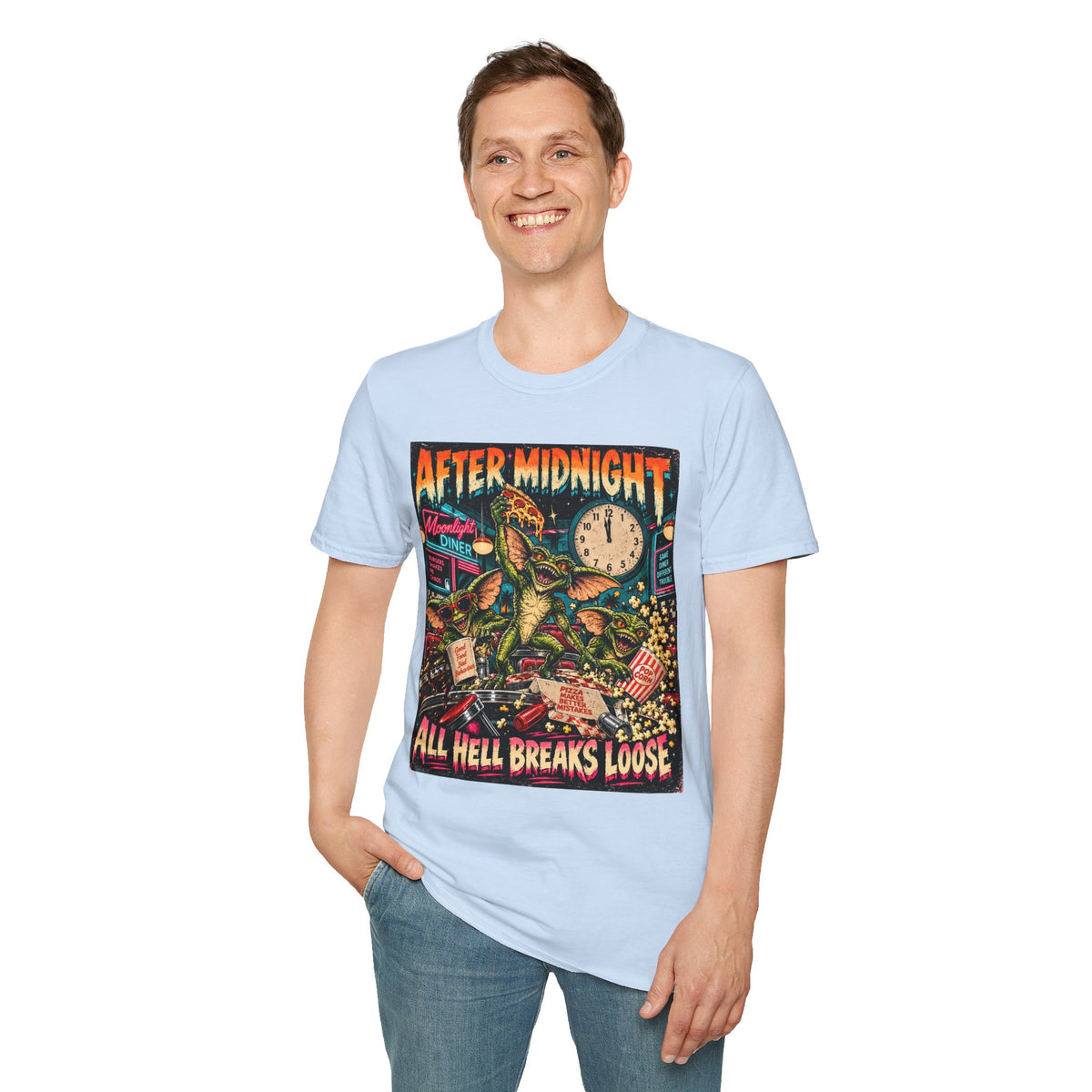 After Midnight Gremlin Tee — "All Hell Breaks Loose" Retro Horror T-Shirt
