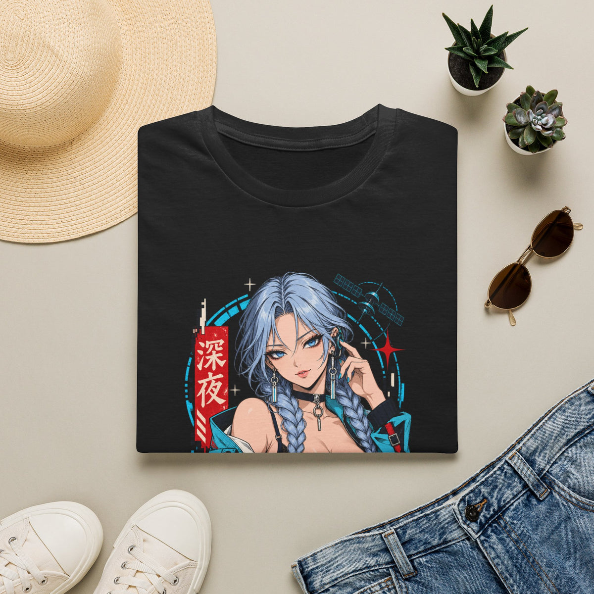 Ice | Sexy Anime Cyber Pin Up Girl Graphic T-Shirt
