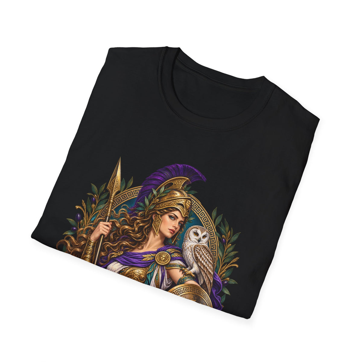 Athena Greek Goddess T-Shirt, Owl Olive Branch Mythology Art
