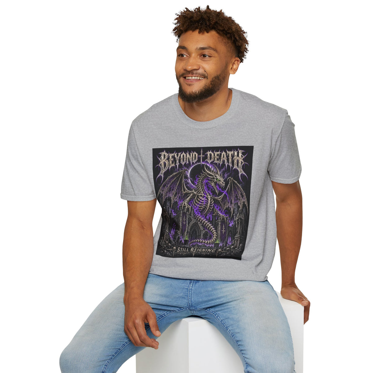 Beyond Death Dragon T‑Shirt — Gothic Purple Dragon Graphic Tee