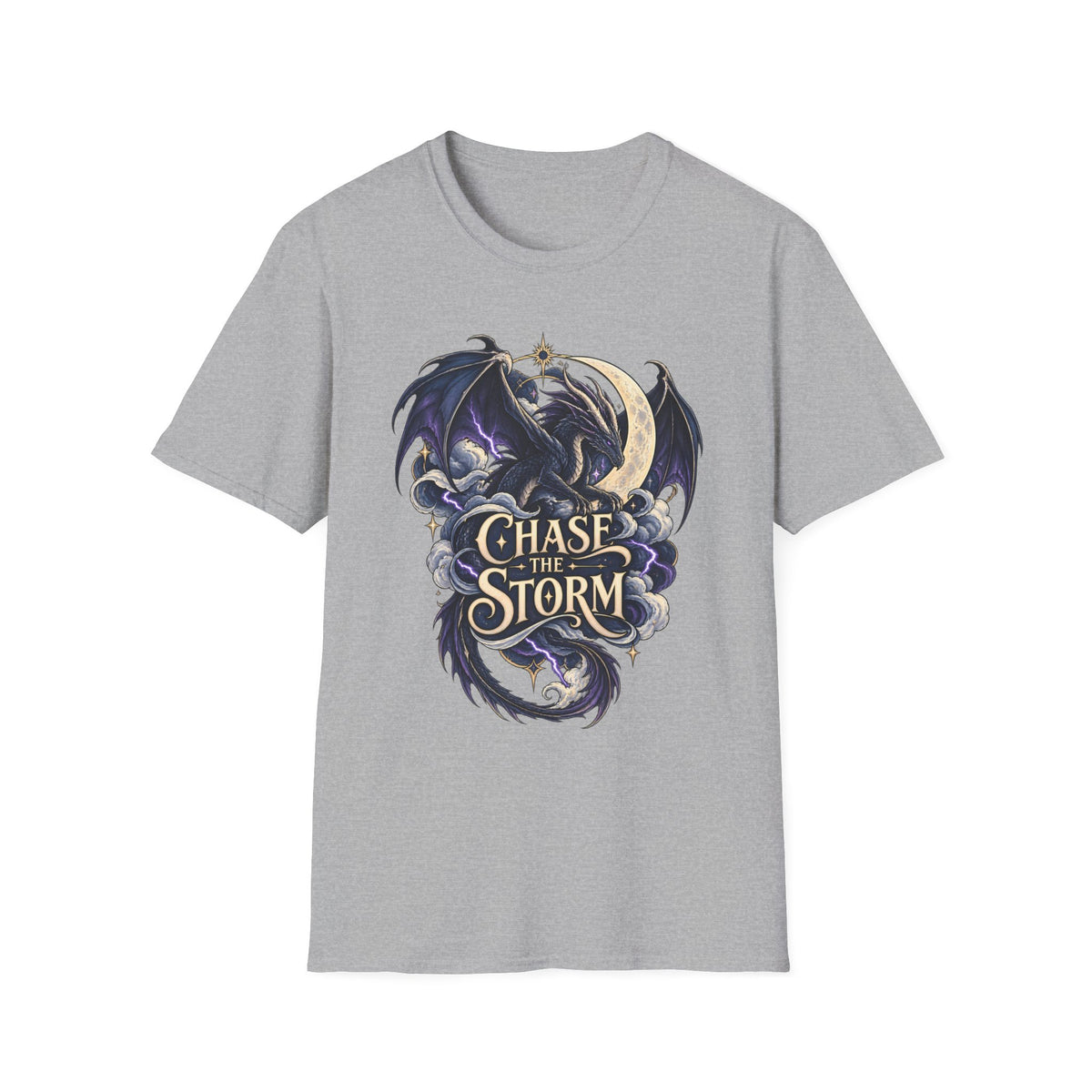 Chase the Storm | Onyx Storm | Fantasy Moon & Dragon T-Shirt