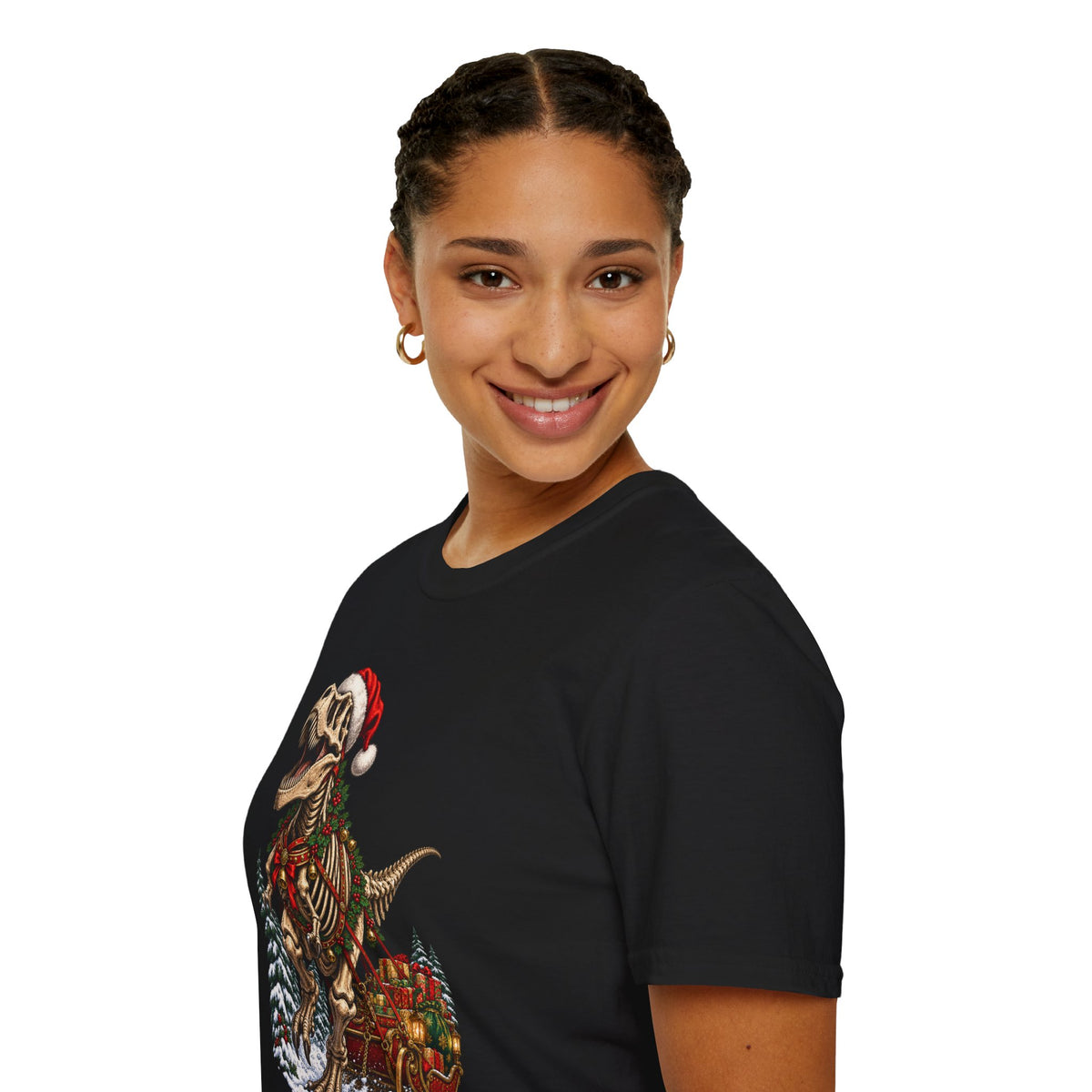 T-Rex Sleigh | Dinosaur Fossil Christmas T‑Shirt