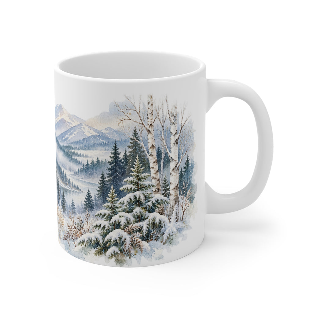 Winter Deer Mug | Snowy Woodland Watercolour | Nature Lover Gift