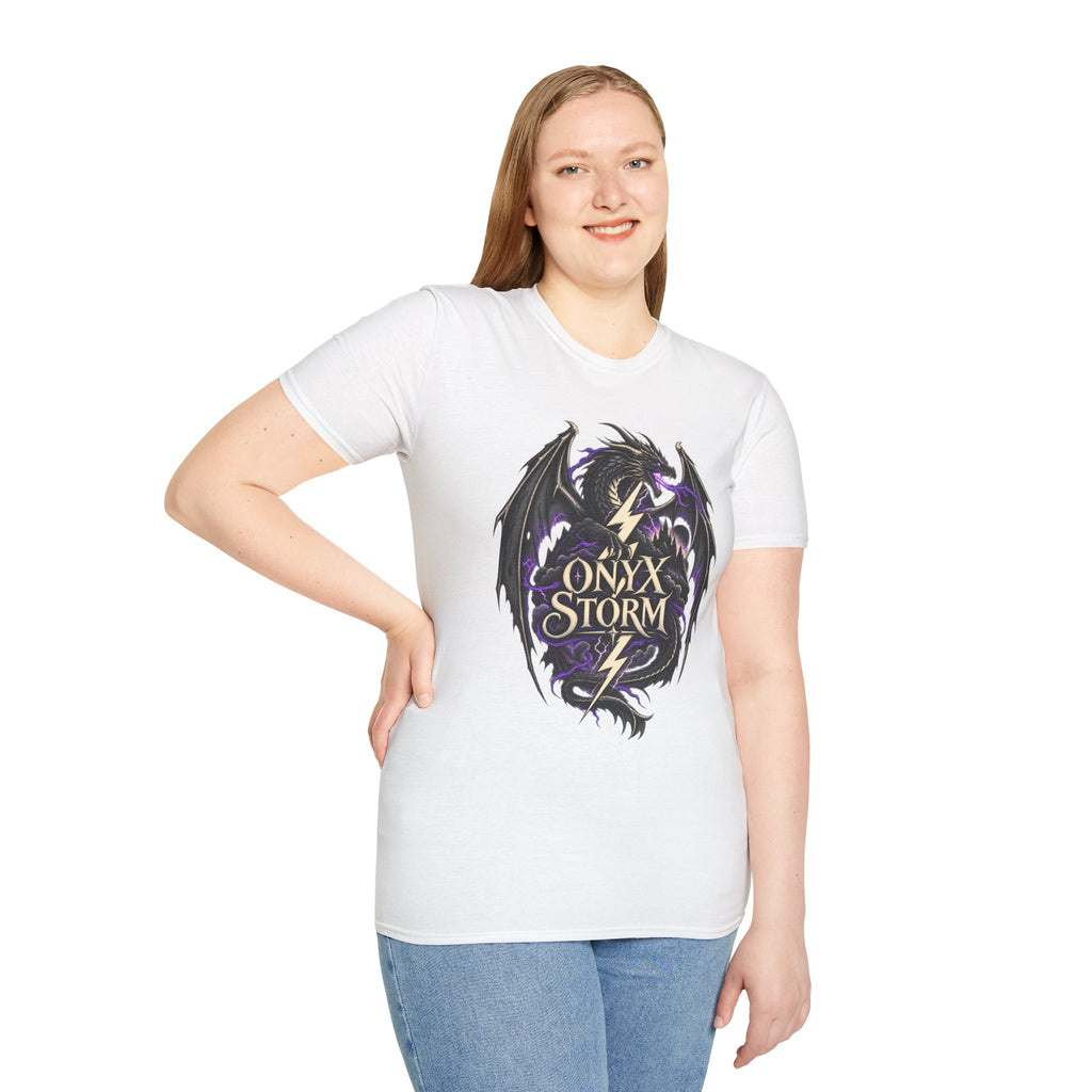 Onyx Storm Dragon T-Shirt | Book Inspired Gothic Lightning Fantasy Tee
