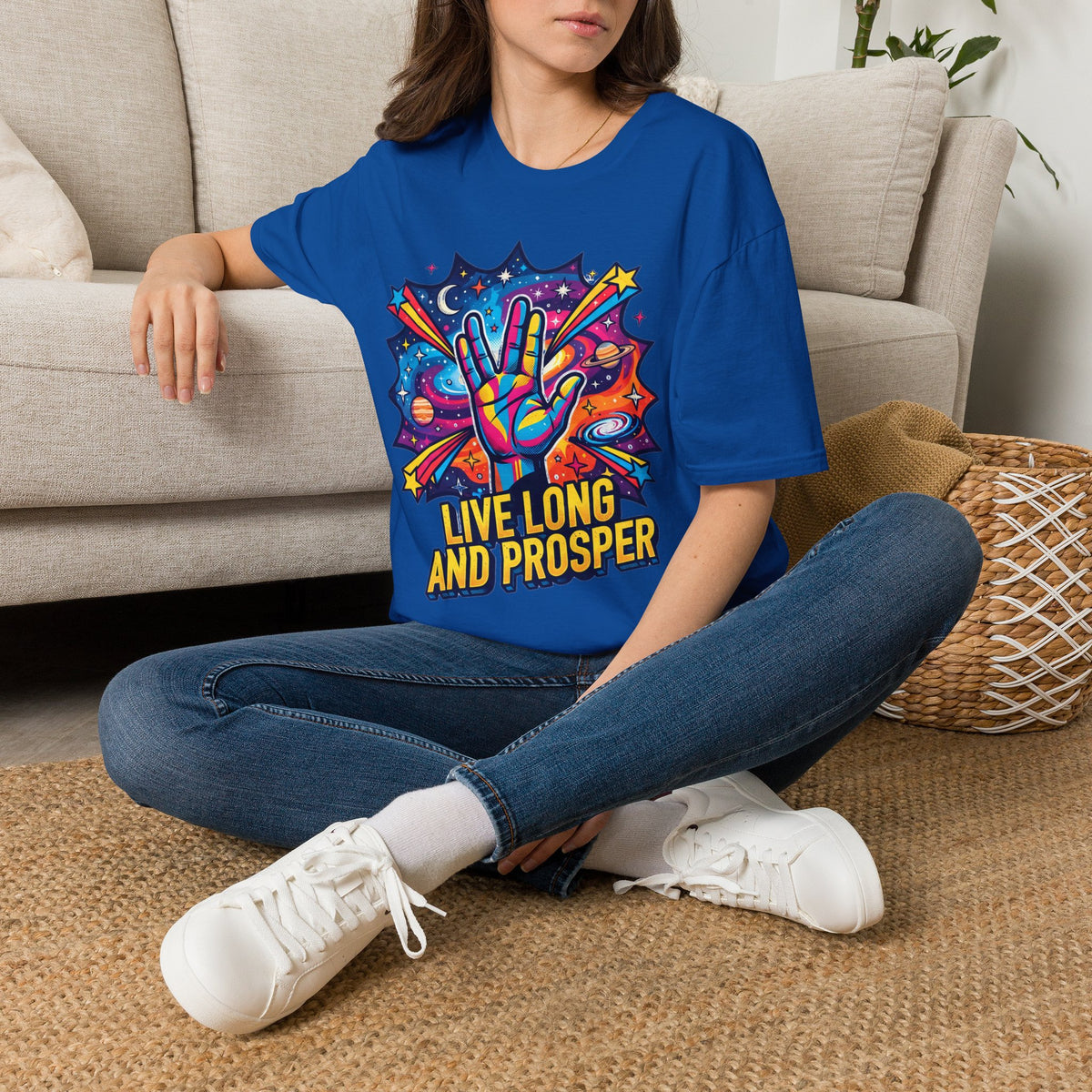 Live Long and Prosper T-Shirt — Colorful Space Vulcan Salute Tee