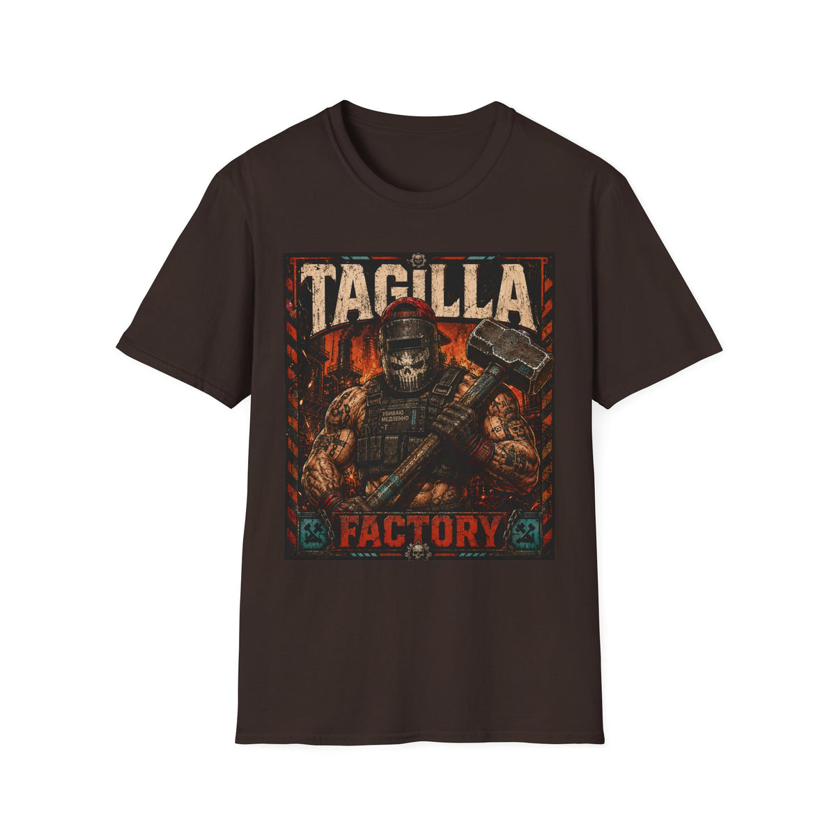 Tagilla Factory T-Shirt — Vintage Industrial Skull & Sledgehammer Graphic
