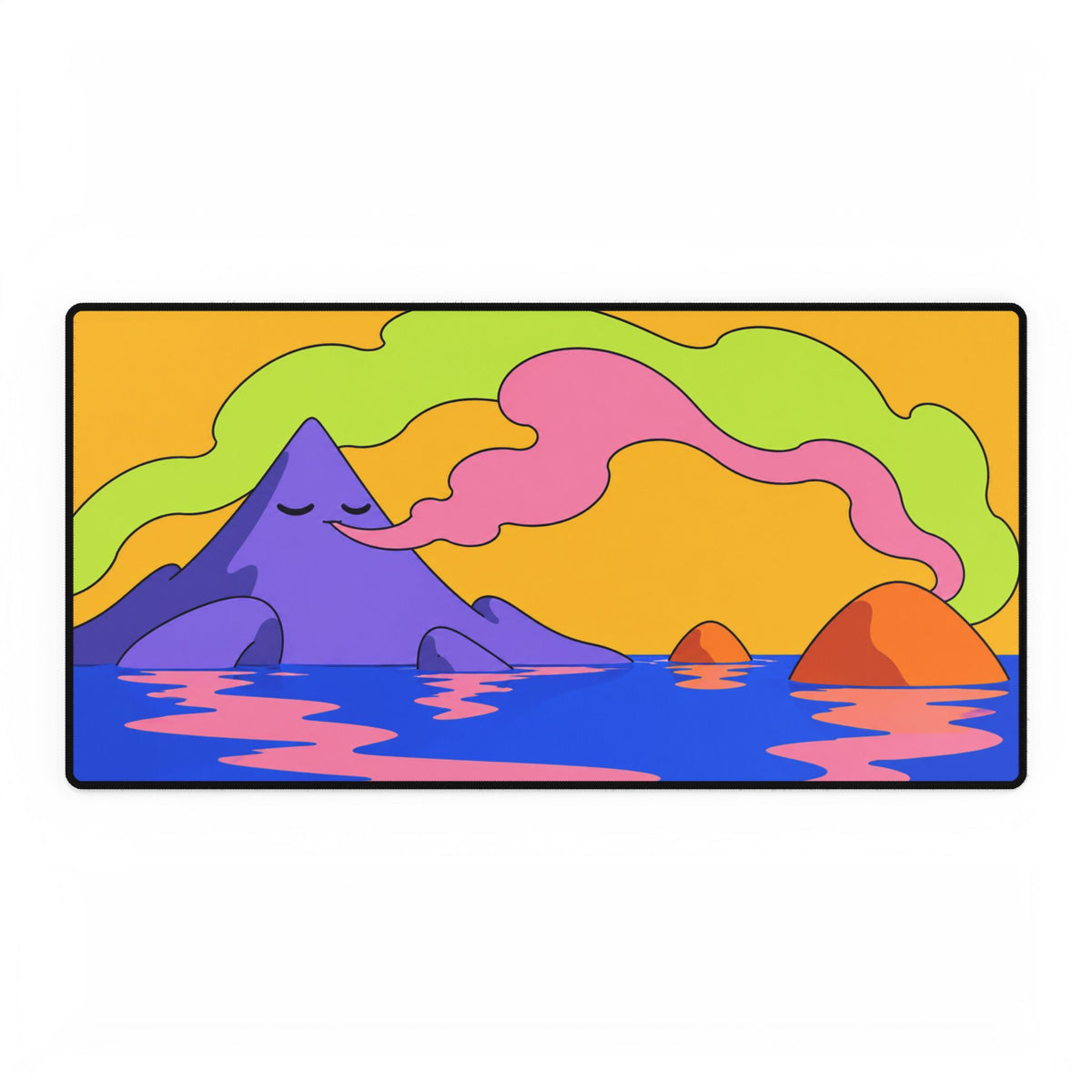 Tranquil Sunset Mountain Desk Mat | Colourful Vaporwave Landscape Mouse Pad