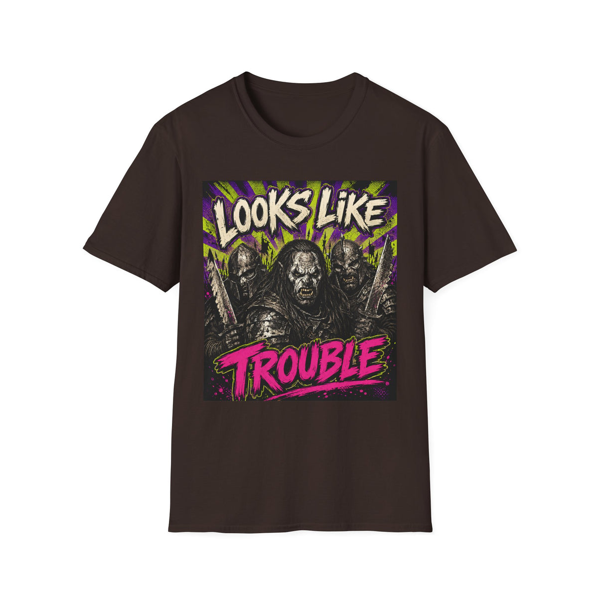 Looks Like Trouble Graphic T-Shirt — Retro Fantasy Orc Design