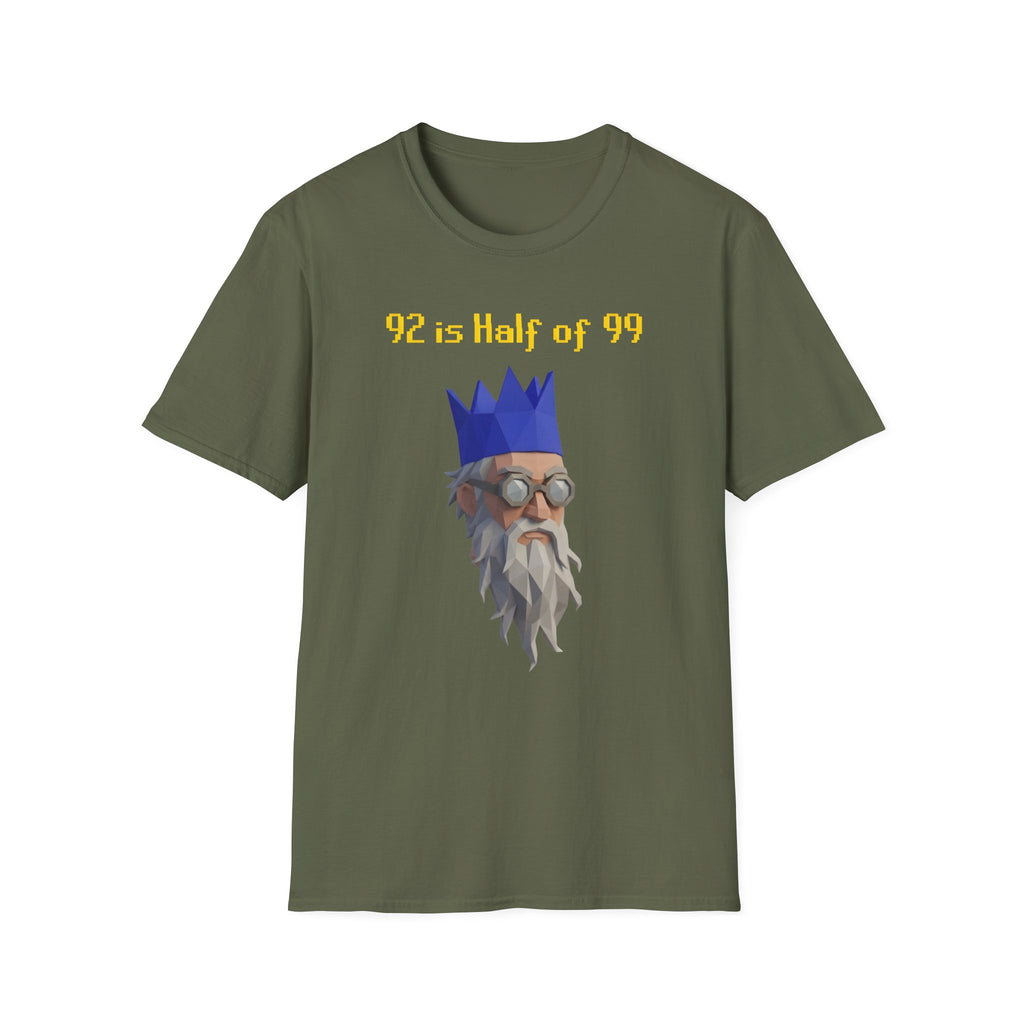“92 is half of 99” Graphic T‑Shirt — Retro Pixel King Math Humor Tee