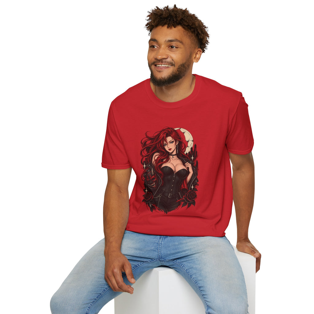 Crimson Dusk | Sexy Gothic Hannya Mask Pin up Woman T-Shirt