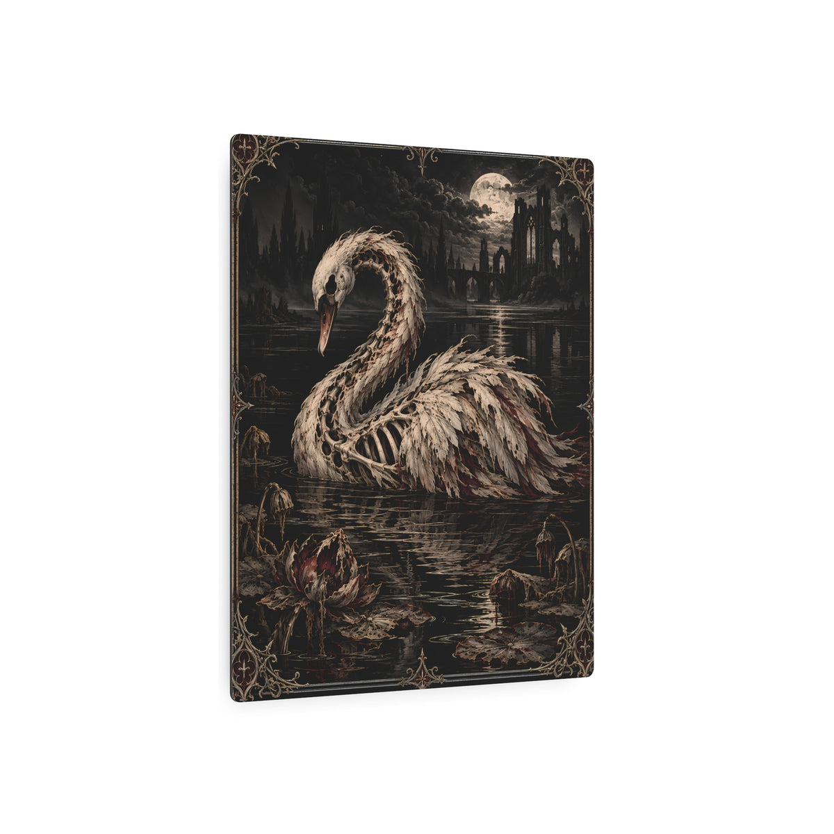 Metal Art Sign | Skeletal Swan | Occult Wall Art