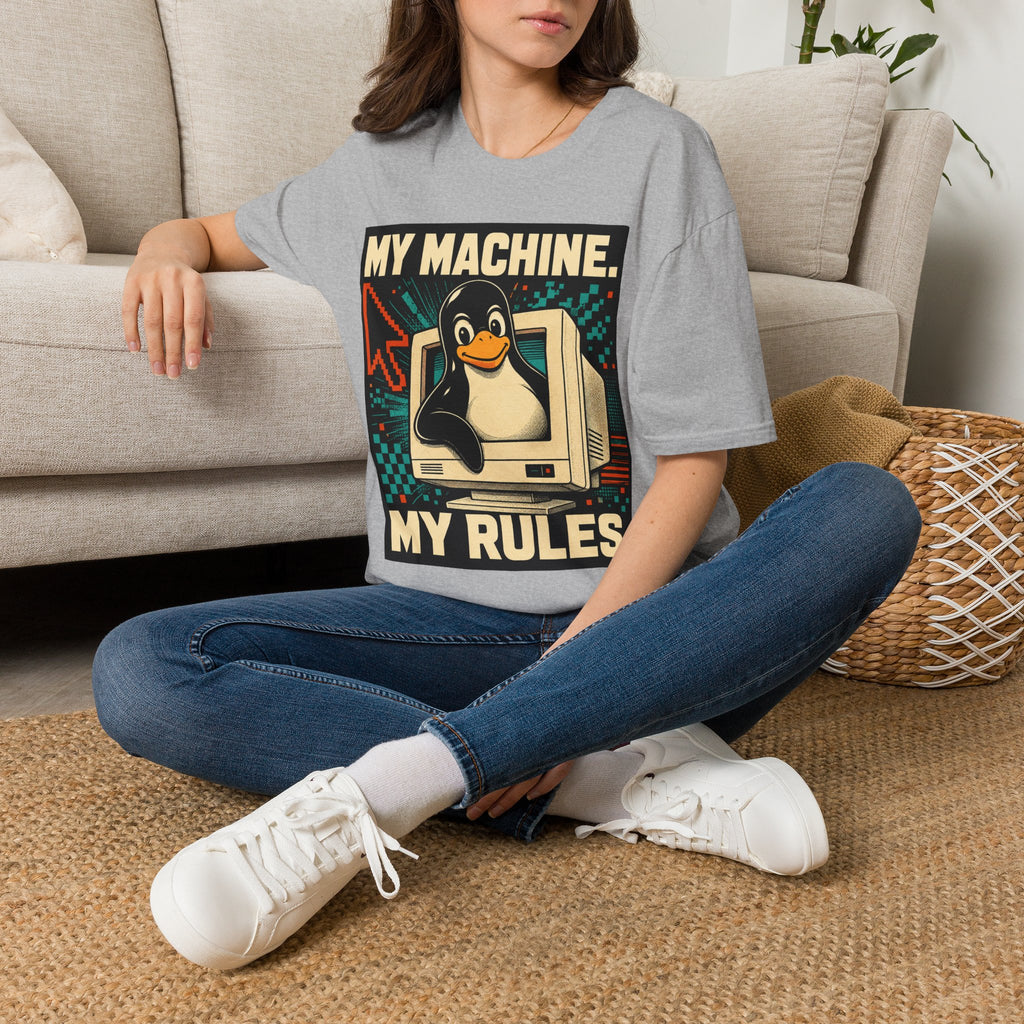 Retro Tux Penguin Tee — "My Machine, My Rules" Vintage Computer T-Shirt