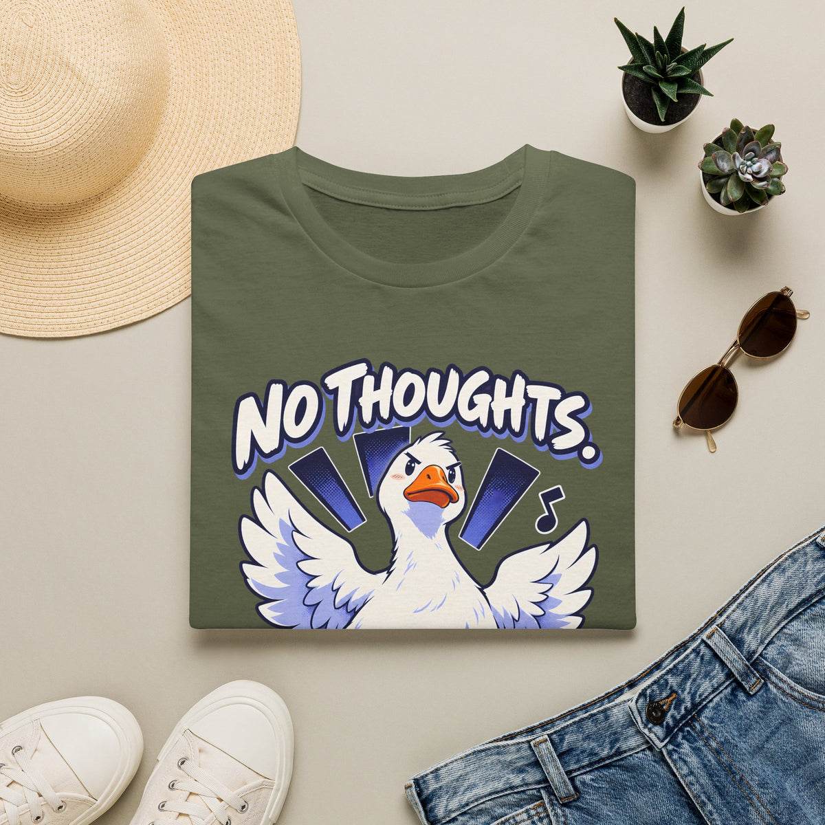 Cute Goose | No Thoughts, Just Boss Music T Shirt