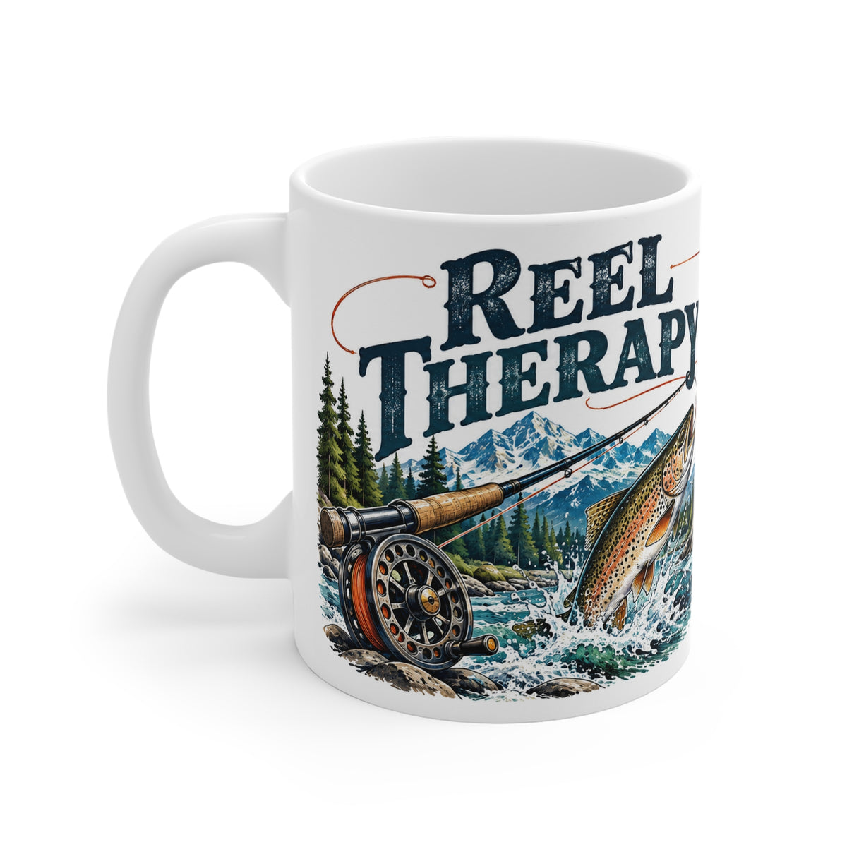 Reel Therapy | Funny Fishing Coffee Mug Gift (11oz)