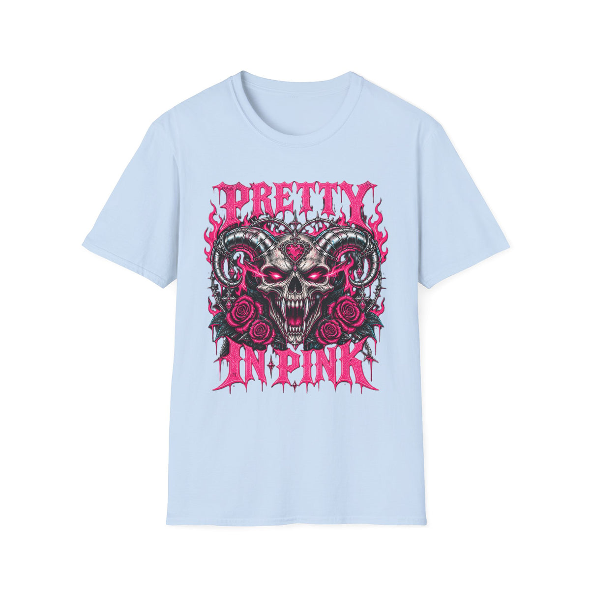 Pretty in Pink Skull | Gothic Rose Graphic Tee