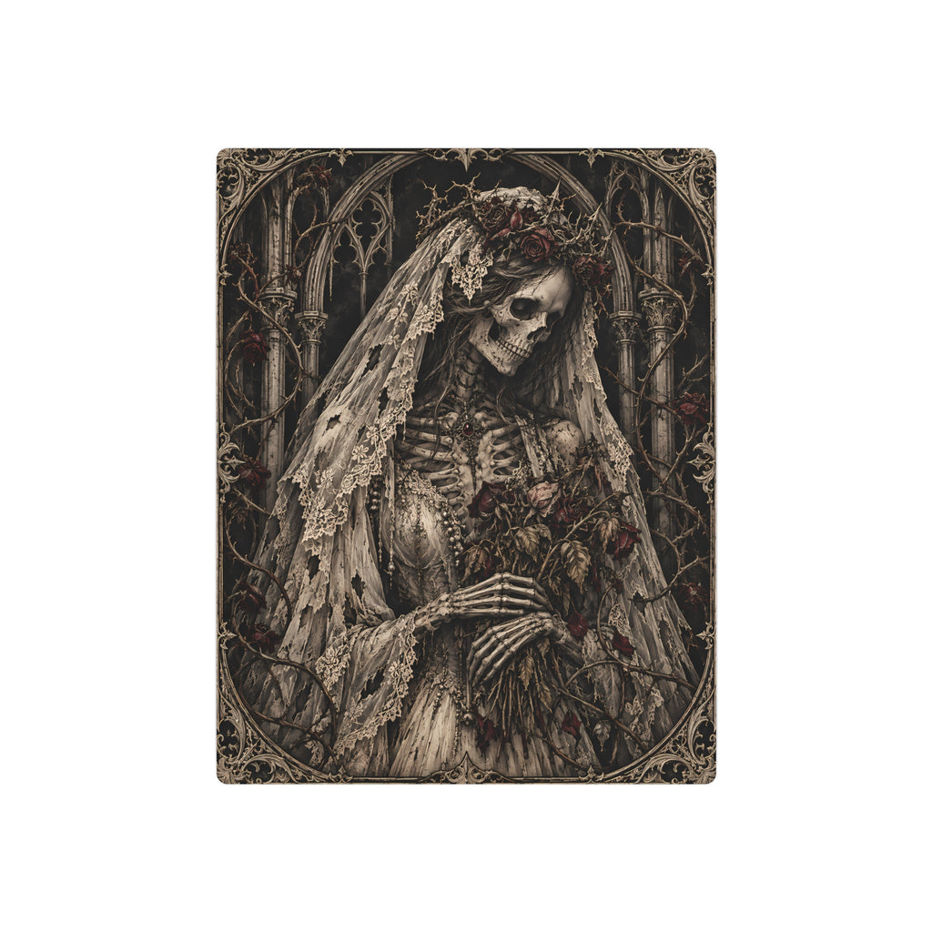 Metal Art Sign | Gothic Bride Skeleton | Dark Victorian Cemetery Wall Art