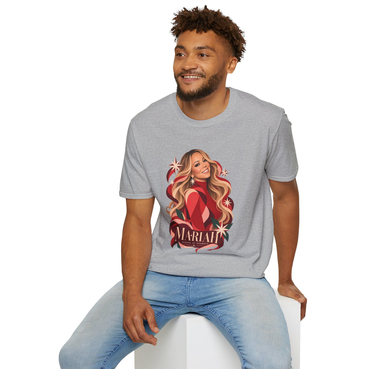 Mariah Carey | Holiday Diva Graphic Tee | Retro Red Star Portrait