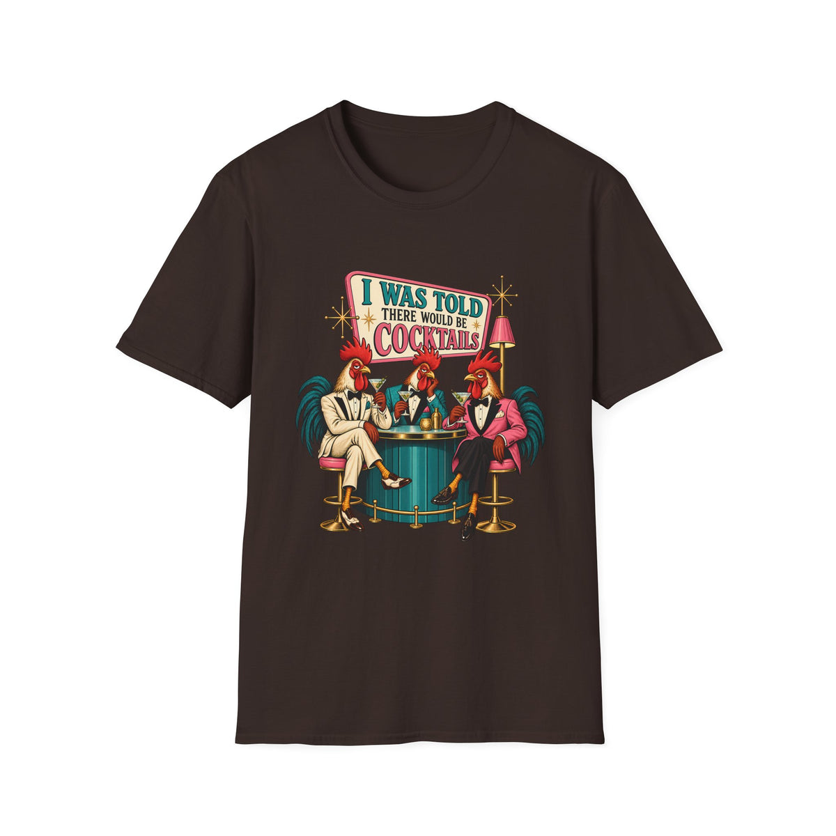I Was Told There Would Be Cocktails T-Shirt | Retro Flamingo Bar Cocktail Tee