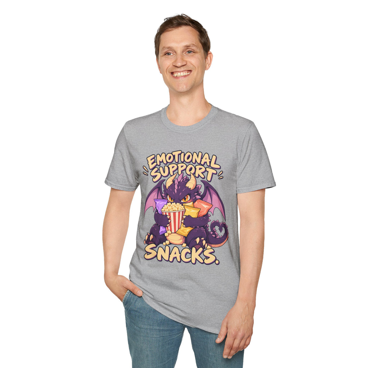 Emotional Support Snacks | Cute Dragon Eating Popcorn Anime Shirt