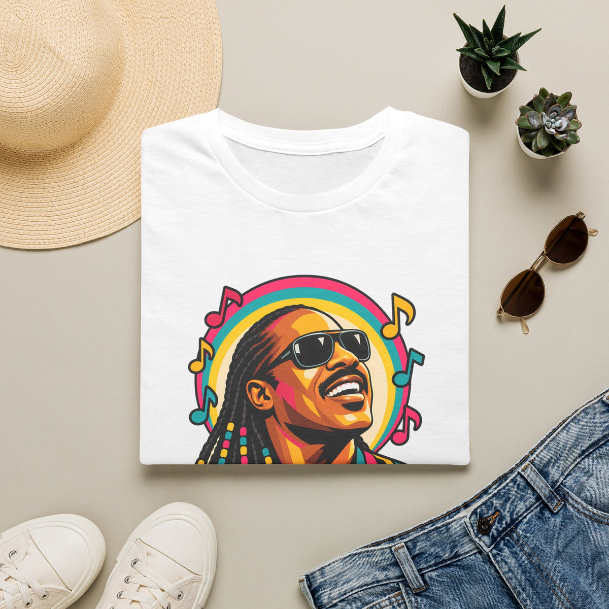 Stevie Wonder Life in Colour Music Legend Portrait T-Shirt