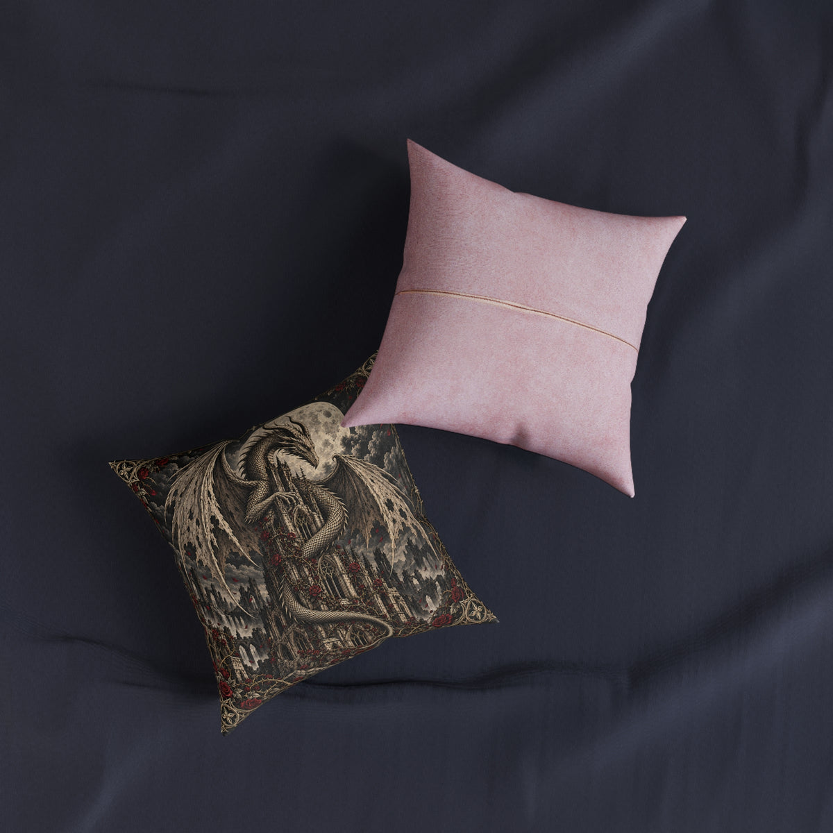 Gothic Dragon Cushion, Filled Decorative Sofa Pillow