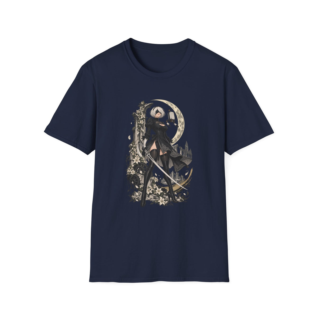 2B | Nie: Automata | Anime Gothic Warrior Moonlight Pin Up T-Shirt
