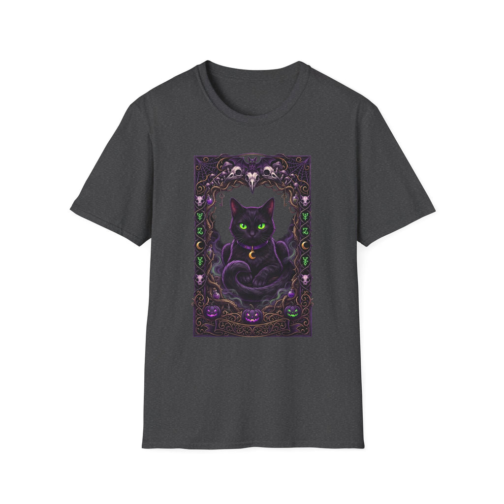 Mystic Green-Eyed Cat Tee - Gothic Occult Cat Graphic T-Shirt