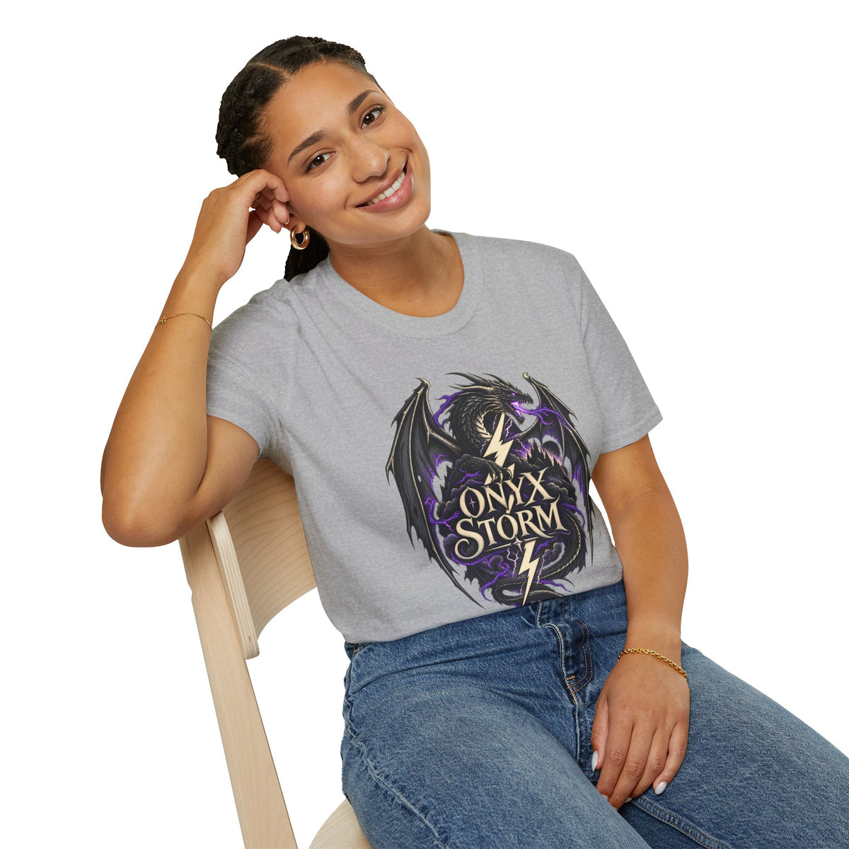 Onyx Storm Dragon T-Shirt | Book Inspired Gothic Lightning Fantasy Tee