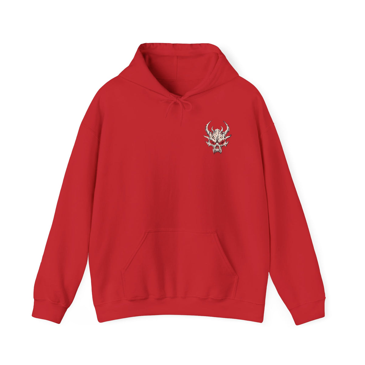 Skull Flame Chest Hoodie — Gothic Streetwear Pullover