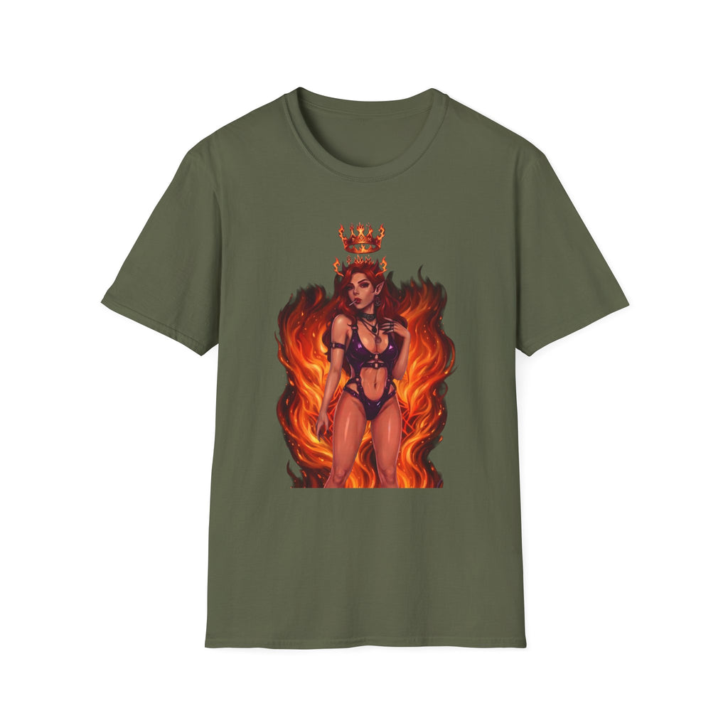 Flaming Witch Queen Graphic T-Shirt - Fire Witch Illustration Tee