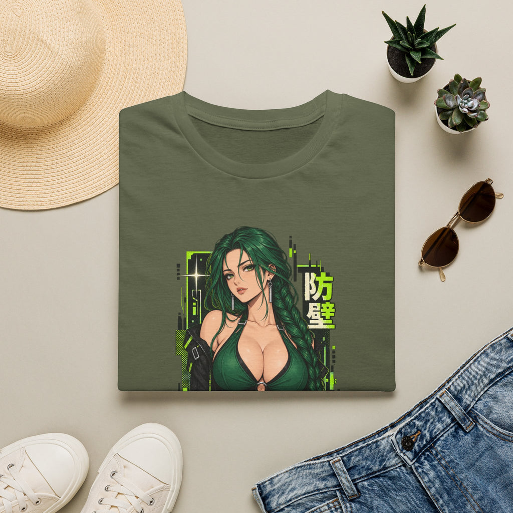 Jade | Anime Green-Haired Sexy Pin Up Girl Warrior Graphic Shirt
