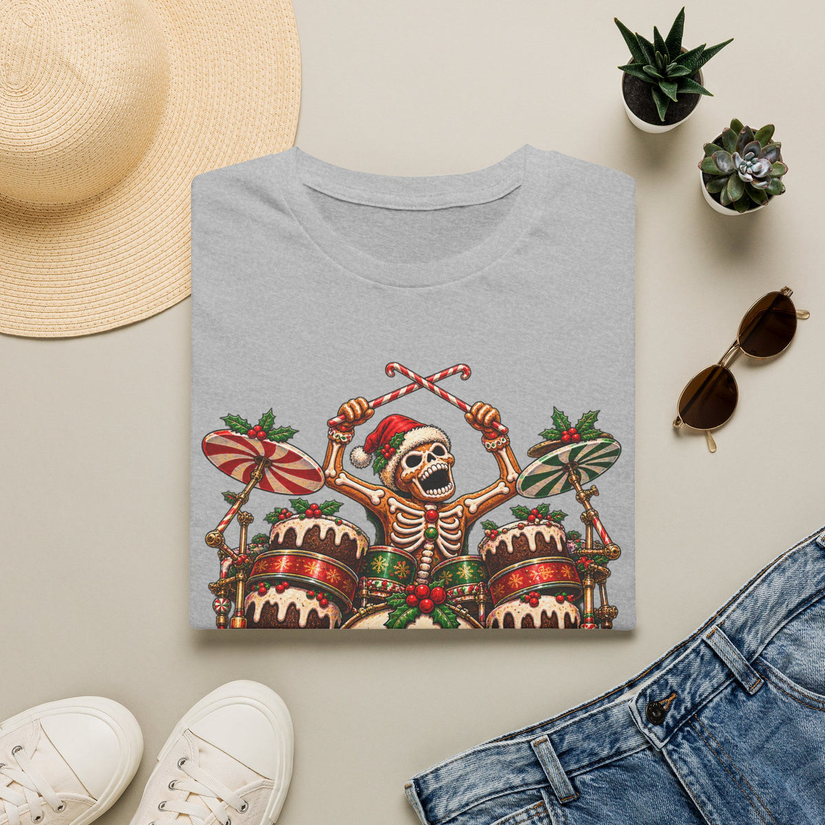 Gingerbread Headbangers | Drummer Christmas T-Shirt