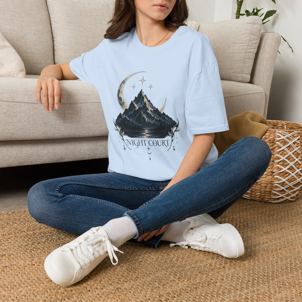 Night Court Mountain | ACOTAR Book Crescent Moon & Stars Graphic