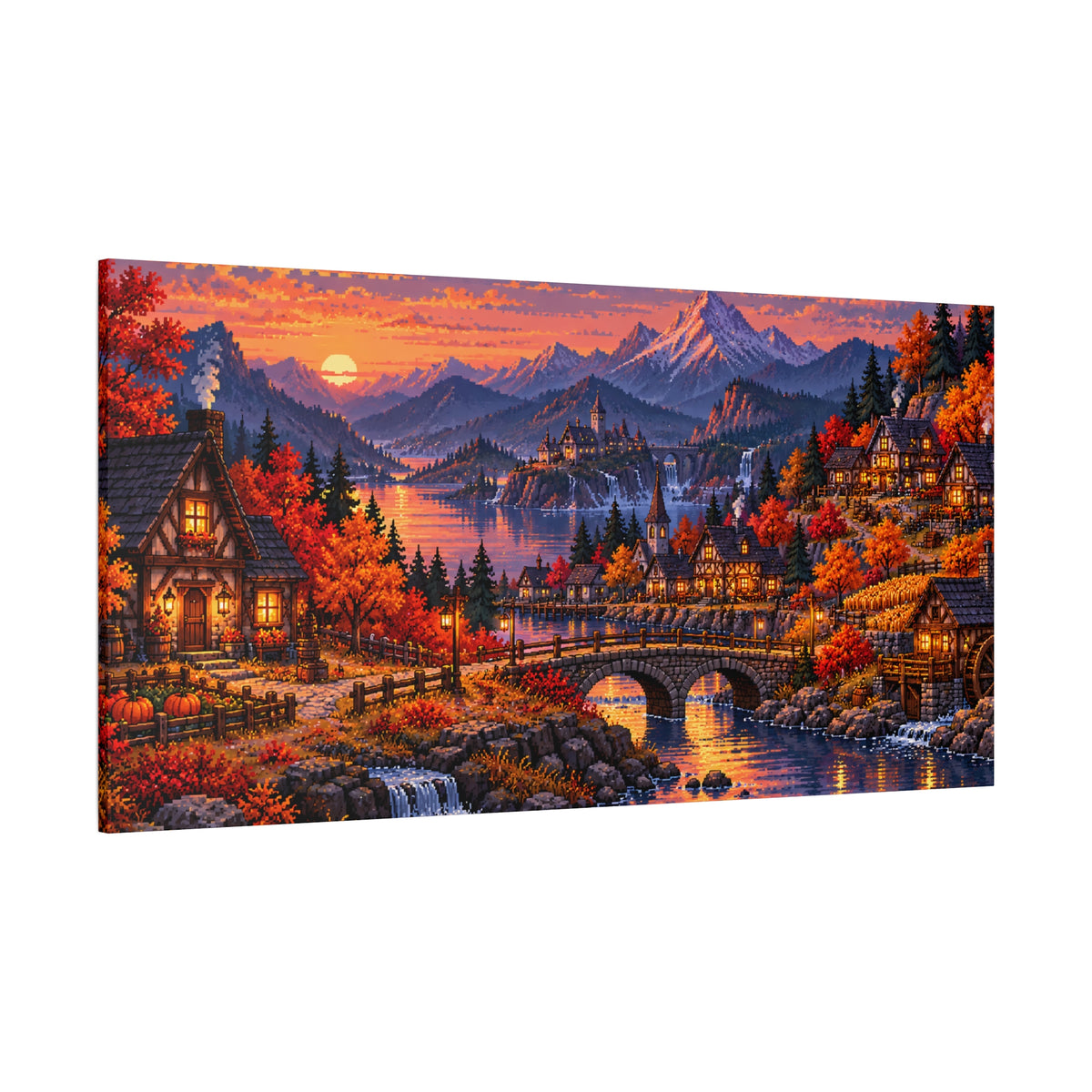 Autumn Valley Sunset Canvas Wall Art