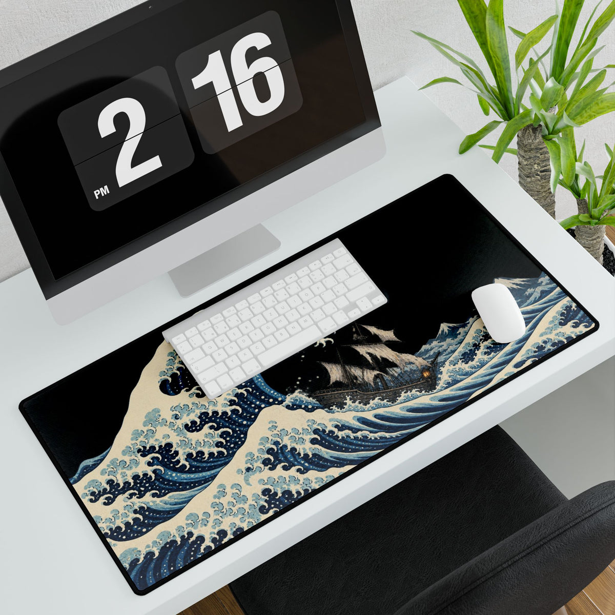 Mouse Mat | Great Wave Ghost Ship | Haunted Japanese Ocean Art Desk Pad